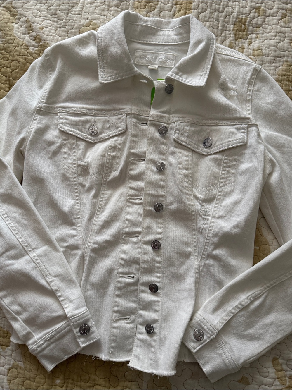 Maurices White Distressed Denim Button-Front Jacket